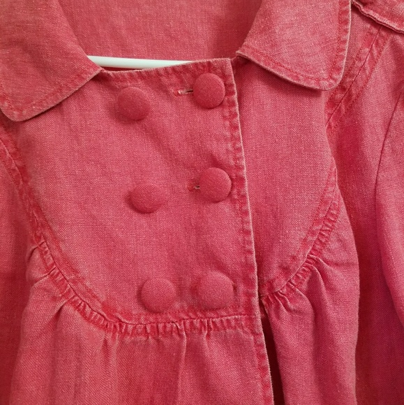 Adorable Linen Cropped Peacoat - Picture 3 of 5